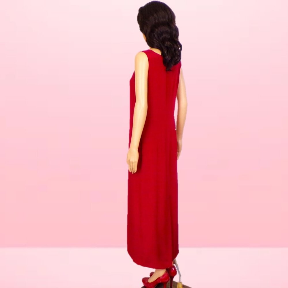 SILK! TALBOTS size 6 red sleeveless full-length sheath dress 100% silk DC only - Picture 6 of 10